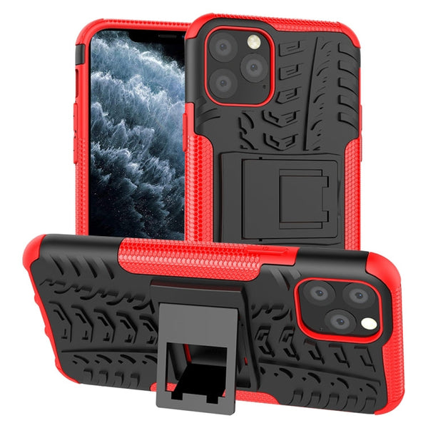 Tire Texture TPU + PC Shockproof Case with Holder, For iPhone 11 Pro, For iPhone 11