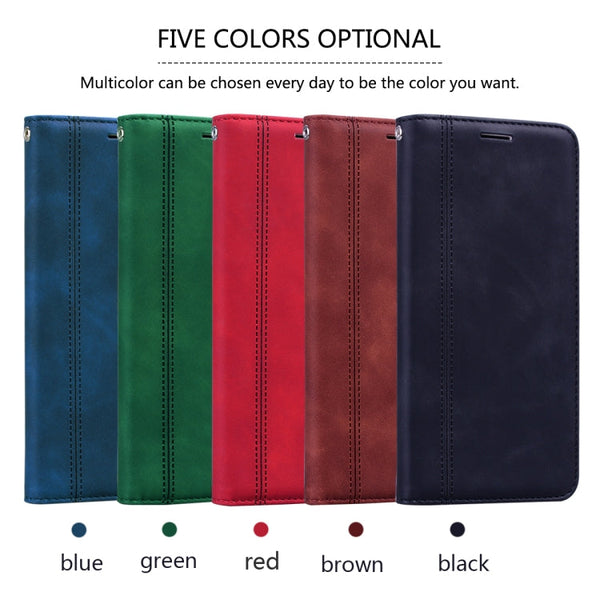 Frosted Business Magnetic Horizontal Flip PU Leather Case with Holder & Card Slot & Lanyard