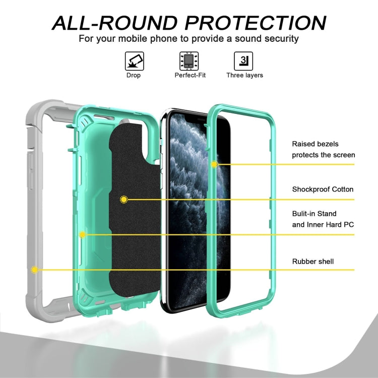 PC + Rubber 3-layers Shockproof Protective Case with Rotating Holder, For iPhone 11 Pro, For iPhone 11 Pro Max
