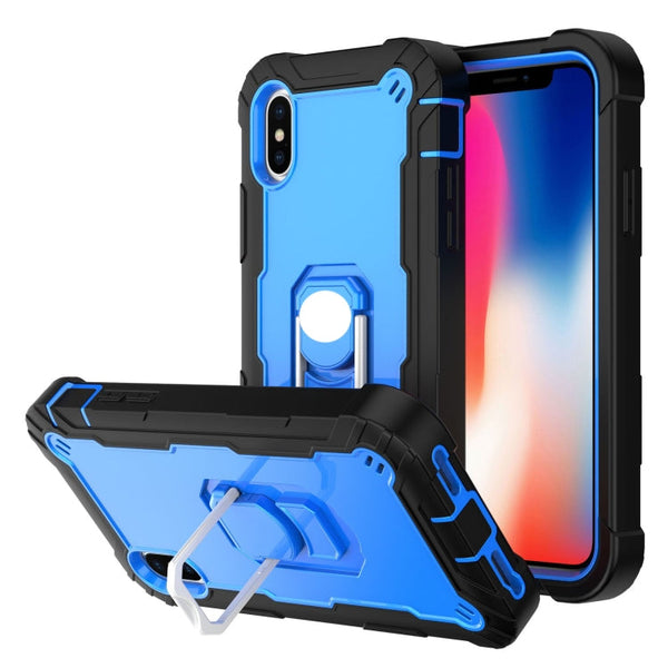 PC + Rubber 3-layers Shockproof Protective Case with Rotating Holder, For iPhone SE 2022 / SE 2020 / 8 / 7, For iPhone XS / X