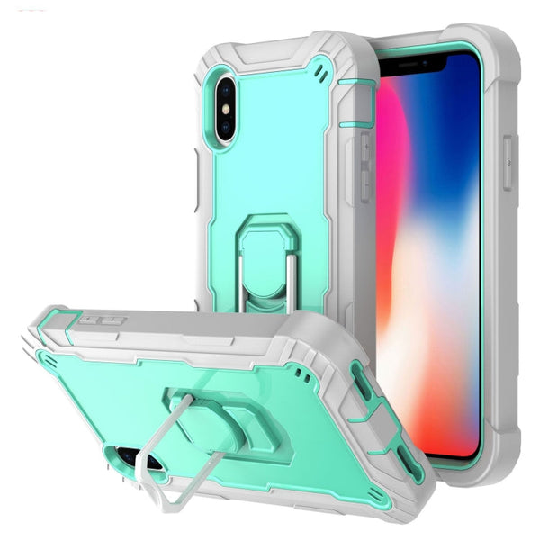 PC + Rubber 3-layers Shockproof Protective Case with Rotating Holder, For iPhone SE 2022 / SE 2020 / 8 / 7, For iPhone XS / X