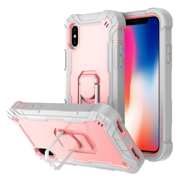 PC + Rubber 3-layers Shockproof Protective Case with Rotating Holder, For iPhone SE 2022 / SE 2020 / 8 / 7, For iPhone XS / X