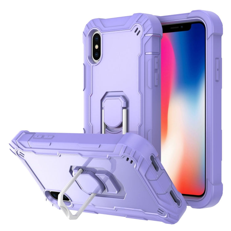 PC + Rubber 3-layers Shockproof Protective Case with Rotating Holder, For iPhone SE 2022 / SE 2020 / 8 / 7, For iPhone XS / X