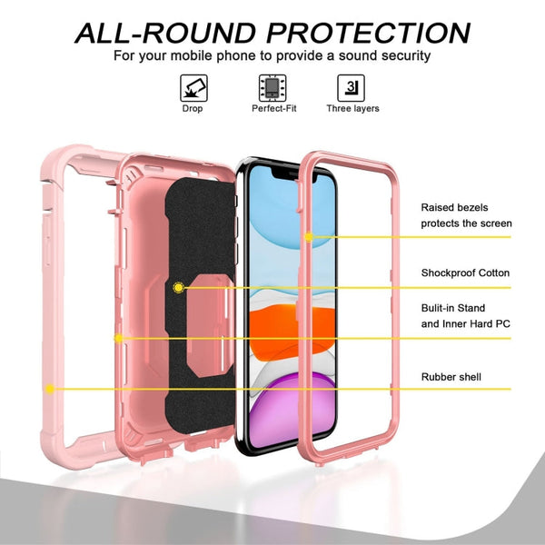 PC + Rubber 3-layers Shockproof Protective Case with Rotating Holder, For iPhone XR, For iPhone XS Max