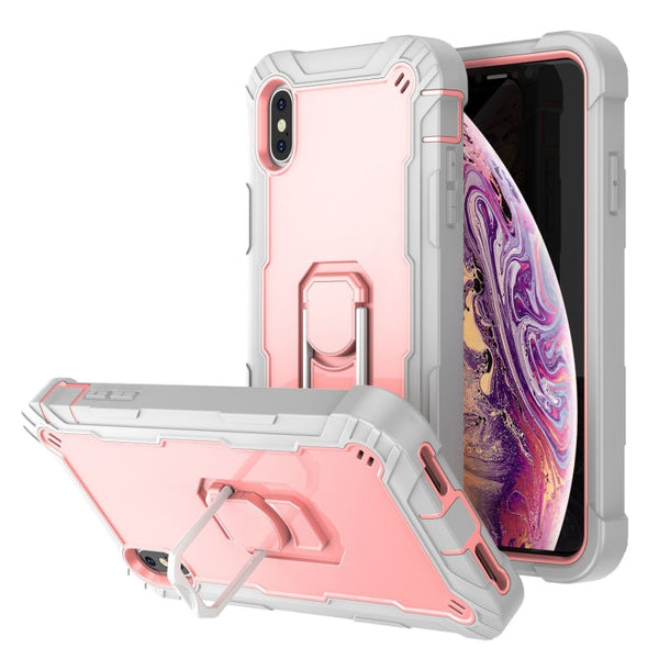 PC + Rubber 3-layers Shockproof Protective Case with Rotating Holder, For iPhone XR, For iPhone XS Max