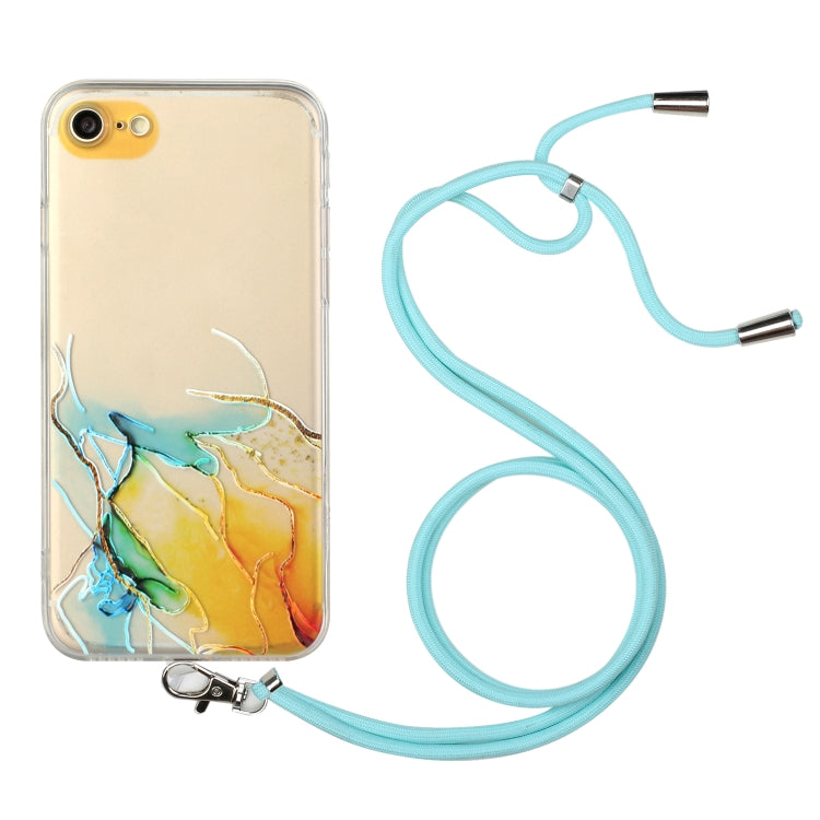 Hollow Marble Pattern TPU Shockproof Protective Case with Neck Strap Rope, For iPhone 6, For iPhone 6 Plus, For iPhone SE 2022 / SE 2020 / 8 / 7, For iPhone 8 Plus / 7 Plus