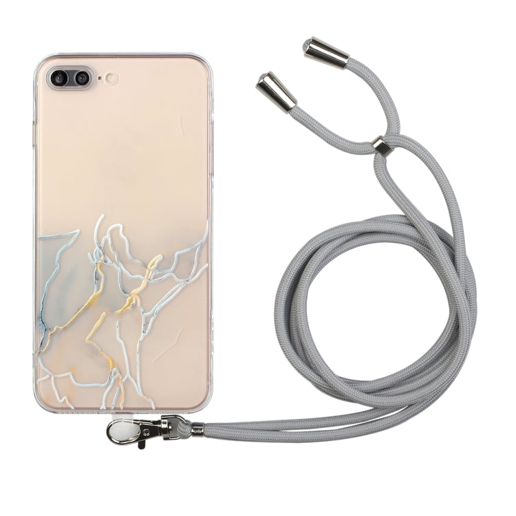 Hollow Marble Pattern TPU Shockproof Protective Case with Neck Strap Rope, For iPhone 6, For iPhone 6 Plus, For iPhone SE 2022 / SE 2020 / 8 / 7, For iPhone 8 Plus / 7 Plus