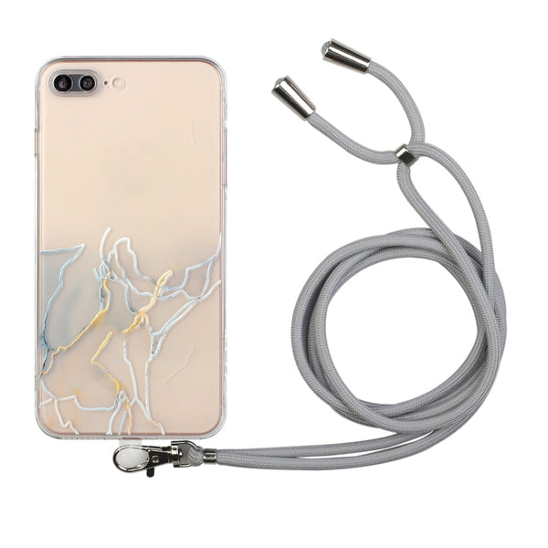 Hollow Marble Pattern TPU Shockproof Protective Case with Neck Strap Rope, For iPhone 6, For iPhone 6 Plus, For iPhone SE 2022 / SE 2020 / 8 / 7, For iPhone 8 Plus / 7 Plus