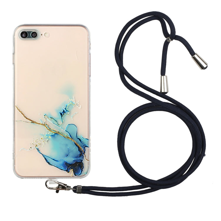 Hollow Marble Pattern TPU Shockproof Protective Case with Neck Strap Rope, For iPhone 6, For iPhone 6 Plus, For iPhone SE 2022 / SE 2020 / 8 / 7, For iPhone 8 Plus / 7 Plus