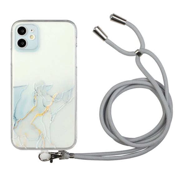 Hollow Marble Pattern TPU Shockproof Protective Case with Neck Strap Rope, For iPhone 11 Pro, For iPhone 11 Pro Max, For iPhone 12 mini, For iPhone 12 Pro