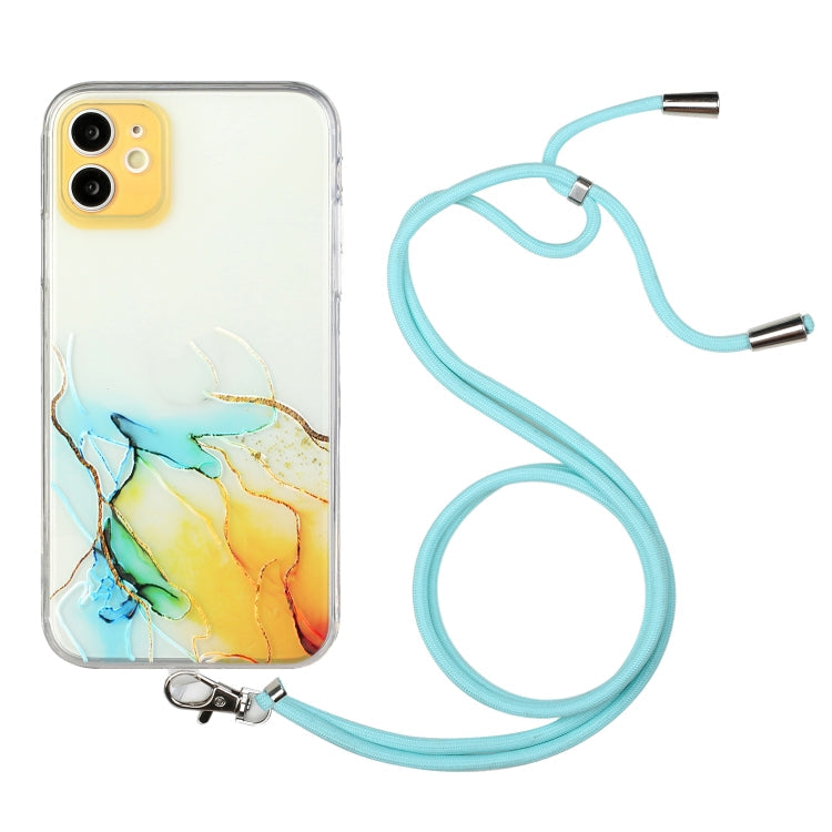 Hollow Marble Pattern TPU Shockproof Protective Case with Neck Strap Rope, For iPhone 11 Pro, For iPhone 11 Pro Max, For iPhone 12 mini, For iPhone 12 Pro