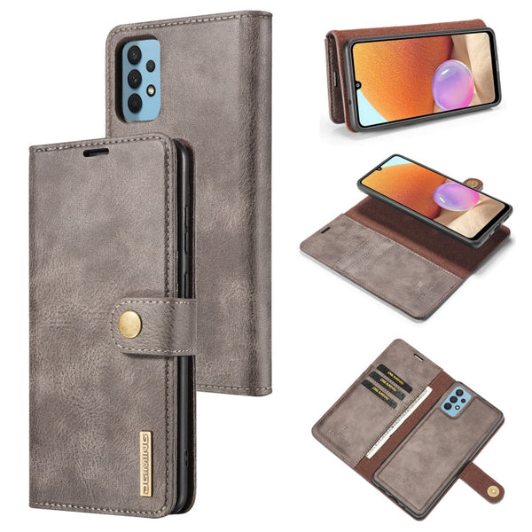 DG.MING Crazy Horse Texture Flip Detachable Magnetic Leather Case with Holder & Card Slots & Wallet, For Samsung Galaxy A32 4G