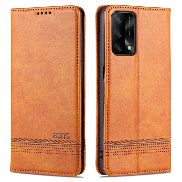 AZNS Magnetic Calf Texture Horizontal Flip Leather Case with Card Slots & Holder & Wallet, For OPPO A74 4G / F19