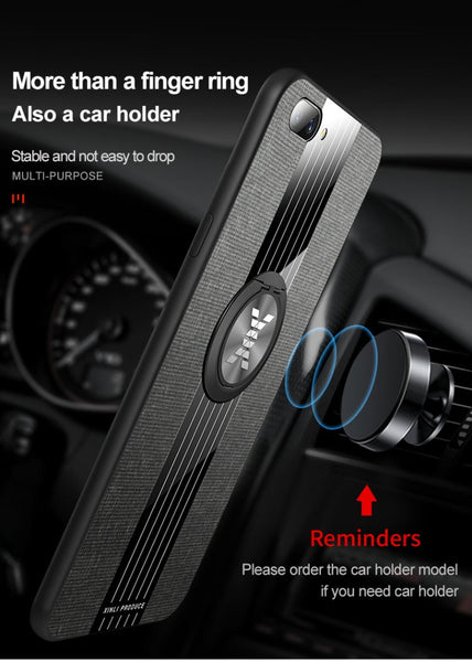 XINLI Stitching Cloth Textue Shockproof TPU Protective Case with Ring Holder