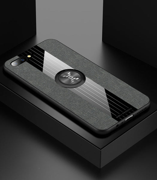 XINLI Stitching Cloth Textue Shockproof TPU Protective Case with Ring Holder