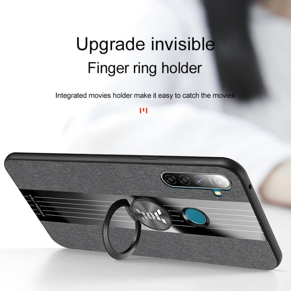 XINLI Stitching Cloth Textue Shockproof TPU Protective Case with Ring Holder
