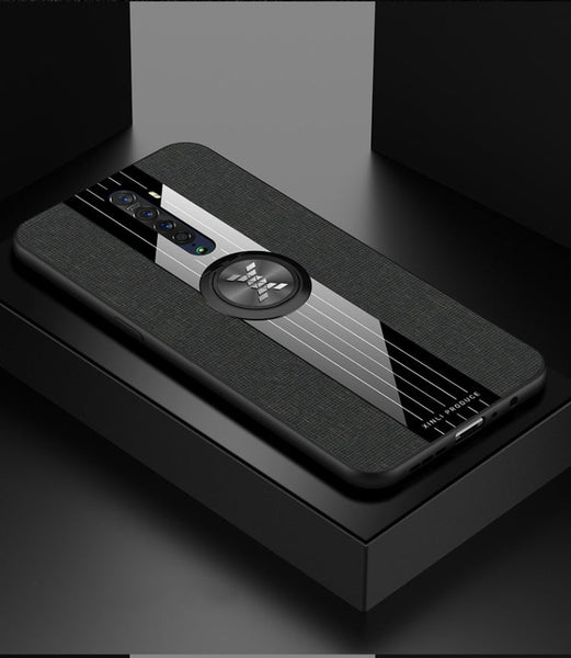 XINLI Stitching Cloth Textue Shockproof TPU Protective Case with Ring Holder