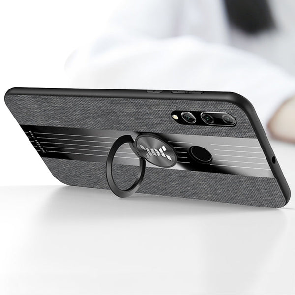XINLI Stitching Cloth Textue Shockproof TPU Protective Case with Ring Holder, For Huawei Enjoy 9s, For Huawei Maimang 5, For Huawei Maimang 6, For Huawei Mate 20 Lite / Maimang 7