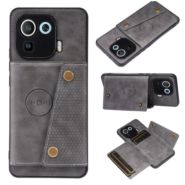 Double Buckle PU + TPU Shockproof Magnetic Protective Case with Card Slot & Holder, For Xiaomi Redmi Note 10 Pro Max, For Xiaomi Mi 11 Ultra, For Xiaomi Mi 11 Pro, For Xiaomi Mi 11 Lite