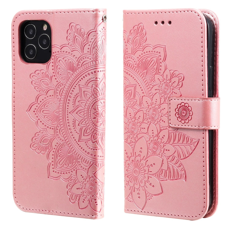 7-petal Flowers Embossing Pattern Horizontal Flip PU Leather Case with Holder & Card Slots & Wallet & Photo Frame, For iPhone 11, For iPhone 11 Pro, For iPhone 11 Pro Max, For iPhone 12 mini