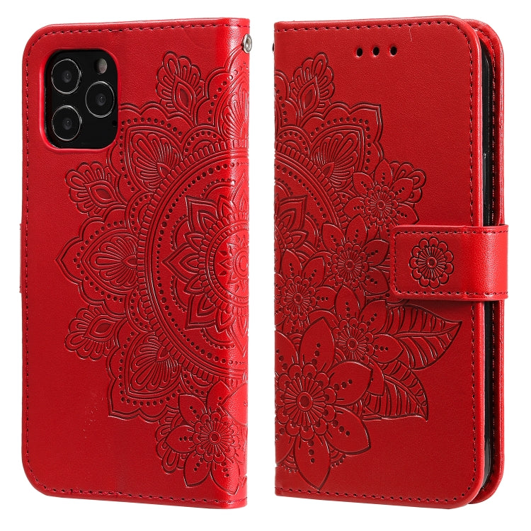 7-petal Flowers Embossing Pattern Horizontal Flip PU Leather Case with Holder & Card Slots & Wallet & Photo Frame, For iPhone 11, For iPhone 11 Pro, For iPhone 11 Pro Max, For iPhone 12 mini