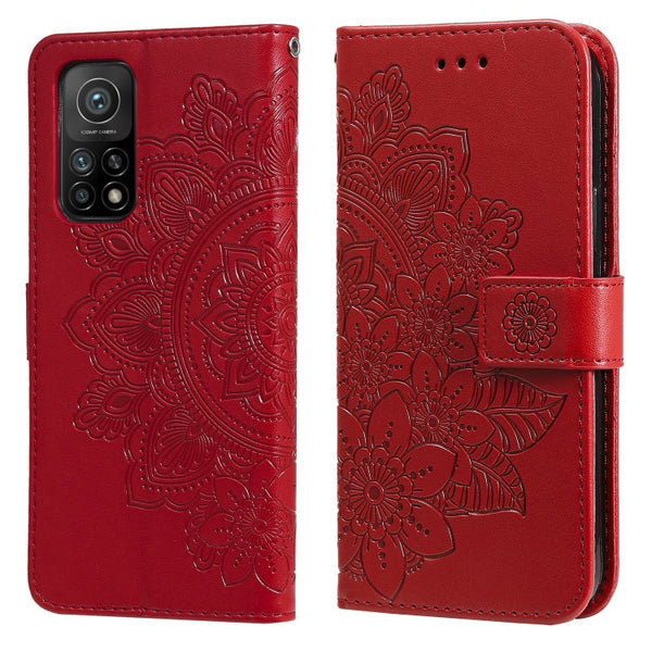 7-petal Flowers Embossing Pattern Horizontal Flip PU Leather Case with Holder & Card Slots & Wallet & Photo Frame, For Xiaomi Mi 10T Lite, For Xiaomi Mi 10T Pro, For Xiaomi Mi 11, For Xiaomi Poco X3/X3 Pro/X3 NFC