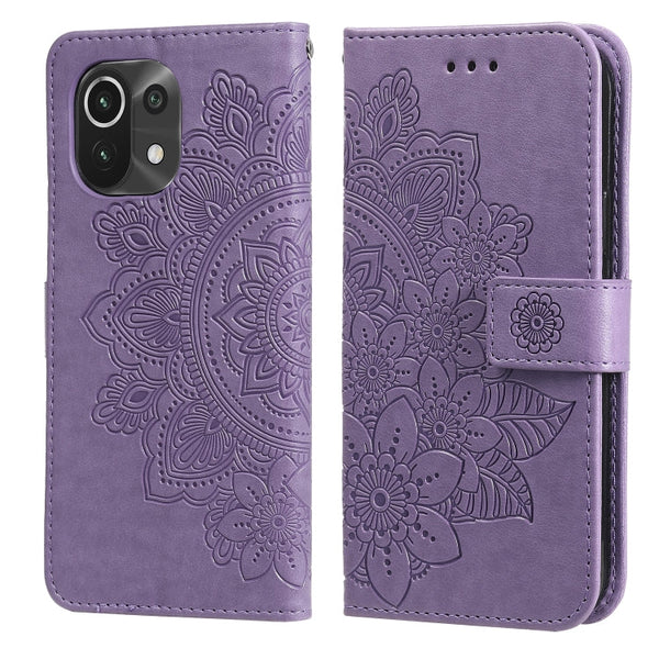 7-petal Flowers Embossing Pattern Horizontal Flip PU Leather Case with Holder & Card Slots & Wallet & Photo Frame, For Xiaomi Mi 10T Lite, For Xiaomi Mi 10T Pro, For Xiaomi Mi 11, For Xiaomi Poco X3/X3 Pro/X3 NFC