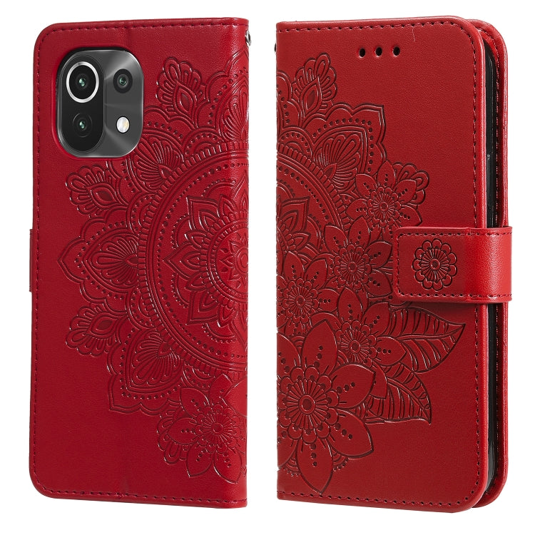 7-petal Flowers Embossing Pattern Horizontal Flip PU Leather Case with Holder & Card Slots & Wallet & Photo Frame, For Xiaomi Mi 10T Lite, For Xiaomi Mi 10T Pro, For Xiaomi Mi 11, For Xiaomi Poco X3/X3 Pro/X3 NFC