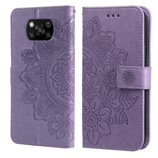 7-petal Flowers Embossing Pattern Horizontal Flip PU Leather Case with Holder & Card Slots & Wallet & Photo Frame, For Xiaomi Mi 10T Lite, For Xiaomi Mi 10T Pro, For Xiaomi Mi 11, For Xiaomi Poco X3/X3 Pro/X3 NFC