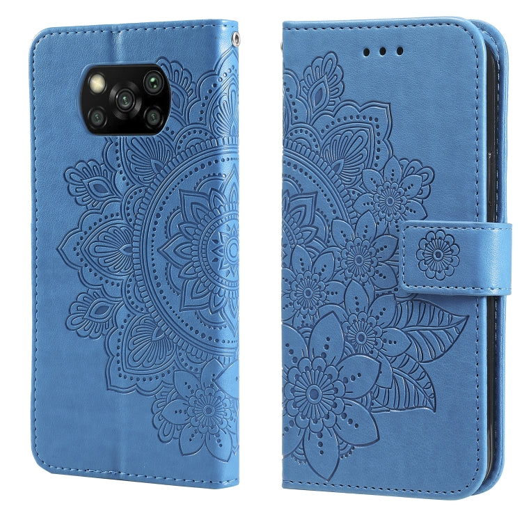 7-petal Flowers Embossing Pattern Horizontal Flip PU Leather Case with Holder & Card Slots & Wallet & Photo Frame, For Xiaomi Mi 10T Lite, For Xiaomi Mi 10T Pro, For Xiaomi Mi 11, For Xiaomi Poco X3/X3 Pro/X3 NFC