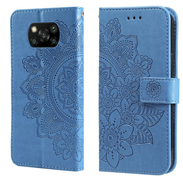 7-petal Flowers Embossing Pattern Horizontal Flip PU Leather Case with Holder & Card Slots & Wallet & Photo Frame, For Xiaomi Mi 10T Lite, For Xiaomi Mi 10T Pro, For Xiaomi Mi 11, For Xiaomi Poco X3/X3 Pro/X3 NFC