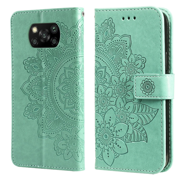 7-petal Flowers Embossing Pattern Horizontal Flip PU Leather Case with Holder & Card Slots & Wallet & Photo Frame, For Xiaomi Mi 10T Lite, For Xiaomi Mi 10T Pro, For Xiaomi Mi 11, For Xiaomi Poco X3/X3 Pro/X3 NFC