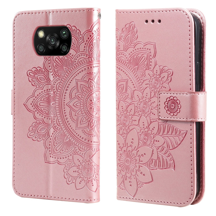 7-petal Flowers Embossing Pattern Horizontal Flip PU Leather Case with Holder & Card Slots & Wallet & Photo Frame, For Xiaomi Mi 10T Lite, For Xiaomi Mi 10T Pro, For Xiaomi Mi 11, For Xiaomi Poco X3/X3 Pro/X3 NFC