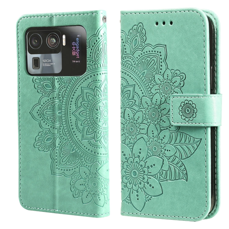 7-petal Flowers Embossing Pattern Horizontal Flip PU Leather Case with Holder & Card Slots & Wallet & Photo Frame, For Xiaomi Mi 11 Ultra, For Xiaomi Mi 11 Lite, For Xiaomi Poco M3 / Redmi Note 9 4G, For Xiaomi Mi 11 Pro