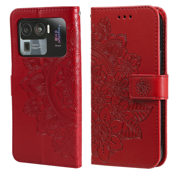 7-petal Flowers Embossing Pattern Horizontal Flip PU Leather Case with Holder & Card Slots & Wallet & Photo Frame, For Xiaomi Mi 11 Ultra, For Xiaomi Mi 11 Lite, For Xiaomi Poco M3 / Redmi Note 9 4G, For Xiaomi Mi 11 Pro