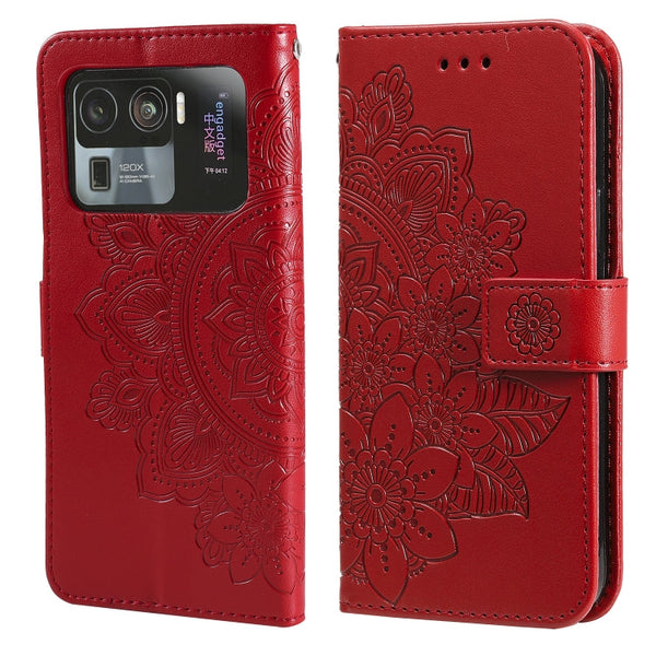 7-petal Flowers Embossing Pattern Horizontal Flip PU Leather Case with Holder & Card Slots & Wallet & Photo Frame, For Xiaomi Mi 11 Ultra, For Xiaomi Mi 11 Lite, For Xiaomi Poco M3 / Redmi Note 9 4G, For Xiaomi Mi 11 Pro