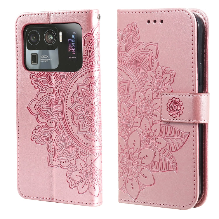 7-petal Flowers Embossing Pattern Horizontal Flip PU Leather Case with Holder & Card Slots & Wallet & Photo Frame, For Xiaomi Mi 11 Ultra, For Xiaomi Mi 11 Lite, For Xiaomi Poco M3 / Redmi Note 9 4G, For Xiaomi Mi 11 Pro