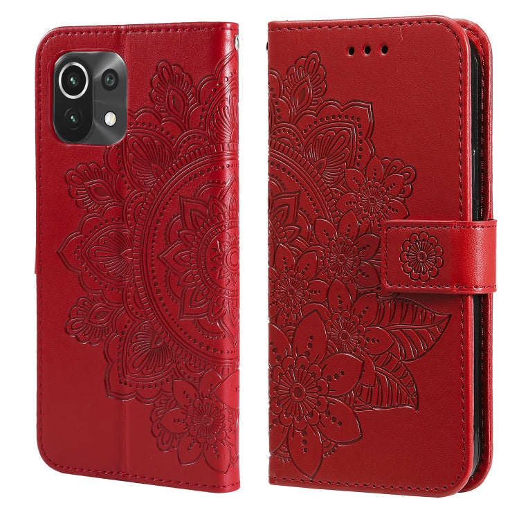 7-petal Flowers Embossing Pattern Horizontal Flip PU Leather Case with Holder & Card Slots & Wallet & Photo Frame, For Xiaomi Mi 11 Ultra, For Xiaomi Mi 11 Lite, For Xiaomi Poco M3 / Redmi Note 9 4G, For Xiaomi Mi 11 Pro