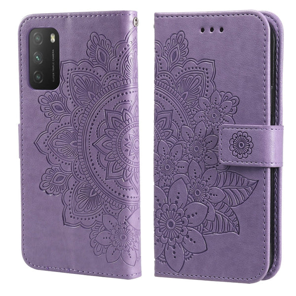7-petal Flowers Embossing Pattern Horizontal Flip PU Leather Case with Holder & Card Slots & Wallet & Photo Frame, For Xiaomi Mi 11 Ultra, For Xiaomi Mi 11 Lite, For Xiaomi Poco M3 / Redmi Note 9 4G, For Xiaomi Mi 11 Pro