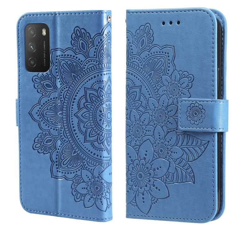 7-petal Flowers Embossing Pattern Horizontal Flip PU Leather Case with Holder & Card Slots & Wallet & Photo Frame, For Xiaomi Mi 11 Ultra, For Xiaomi Mi 11 Lite, For Xiaomi Poco M3 / Redmi Note 9 4G, For Xiaomi Mi 11 Pro