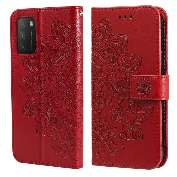 7-petal Flowers Embossing Pattern Horizontal Flip PU Leather Case with Holder & Card Slots & Wallet & Photo Frame, For Xiaomi Mi 11 Ultra, For Xiaomi Mi 11 Lite, For Xiaomi Poco M3 / Redmi Note 9 4G, For Xiaomi Mi 11 Pro