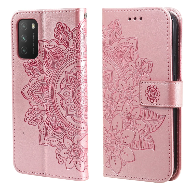 7-petal Flowers Embossing Pattern Horizontal Flip PU Leather Case with Holder & Card Slots & Wallet & Photo Frame, For Xiaomi Mi 11 Ultra, For Xiaomi Mi 11 Lite, For Xiaomi Poco M3 / Redmi Note 9 4G, For Xiaomi Mi 11 Pro