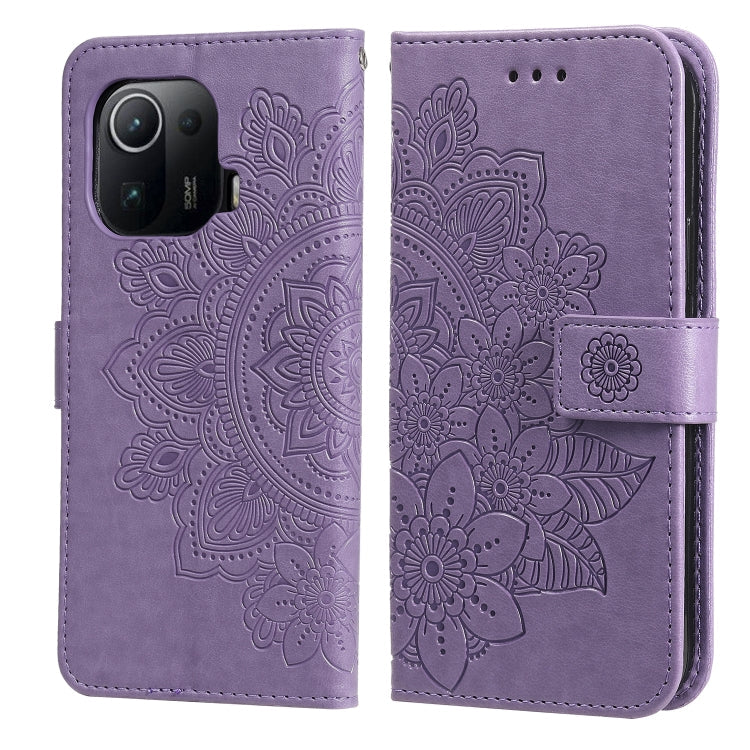 7-petal Flowers Embossing Pattern Horizontal Flip PU Leather Case with Holder & Card Slots & Wallet & Photo Frame, For Xiaomi Mi 11 Ultra, For Xiaomi Mi 11 Lite, For Xiaomi Poco M3 / Redmi Note 9 4G, For Xiaomi Mi 11 Pro