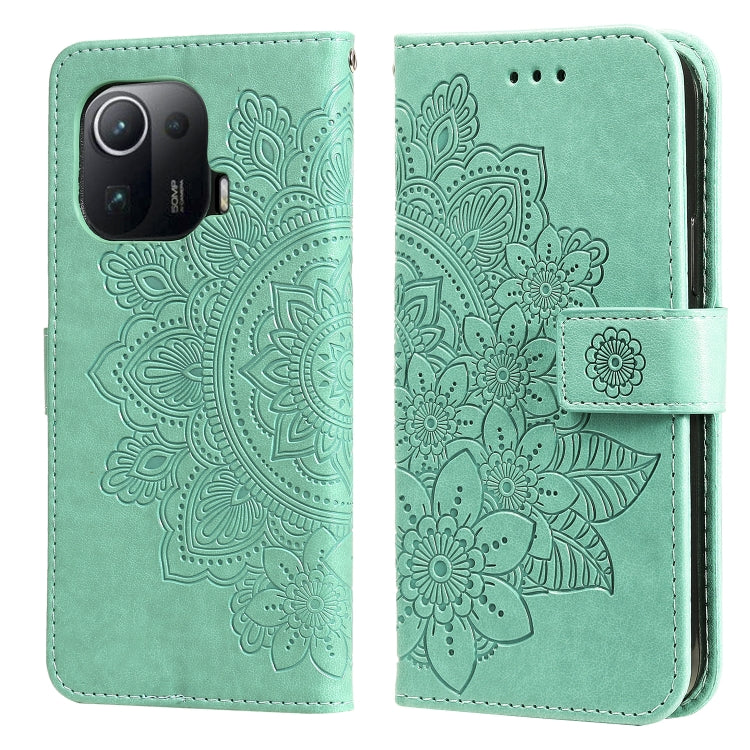 7-petal Flowers Embossing Pattern Horizontal Flip PU Leather Case with Holder & Card Slots & Wallet & Photo Frame, For Xiaomi Mi 11 Ultra, For Xiaomi Mi 11 Lite, For Xiaomi Poco M3 / Redmi Note 9 4G, For Xiaomi Mi 11 Pro