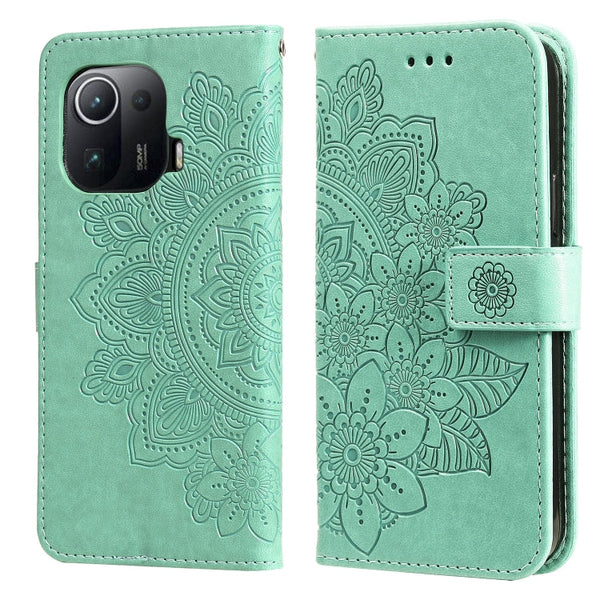 7-petal Flowers Embossing Pattern Horizontal Flip PU Leather Case with Holder & Card Slots & Wallet & Photo Frame, For Xiaomi Mi 11 Ultra, For Xiaomi Mi 11 Lite, For Xiaomi Poco M3 / Redmi Note 9 4G, For Xiaomi Mi 11 Pro