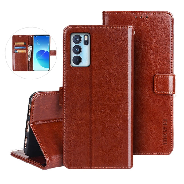 idewei Crazy Horse Texture Horizontal Flip Leather Case with Holder & Card Slots & Wallet, For OPPO Reno 6 Pro, For OPPO Reno 6 Pro 5G, For vivo X60 /  X60 (Curved Screen Version), For OPPO Reno5 A (Japanese Version)