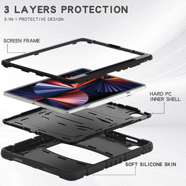 3-Layer Protection  Screen Frame + PC + Silicone Shockproof Combination Case with Holder