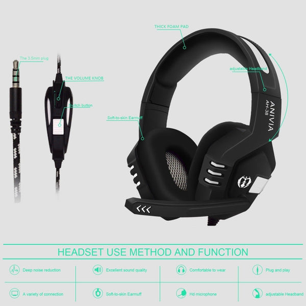 Anivia AH38 3.5mm Wired Gaming Headset with Microphone, AH38