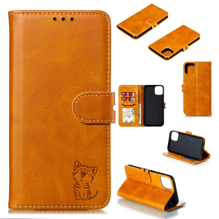 Embossed Happy Cat Pattern Horizontal Flip Leather Case with Holder & Card Slots & Wallet, For iPhone 13 mini, For iPhone 13, For iPhone 13 Pro, For iPhone 13 Pro Max