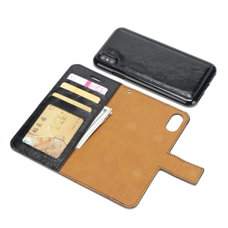 Crazy Horse Texture Detachable Magnetic Back Cover Horizontal Flip Leather Case with Holder & Card Slots & Photo Frame & Wallet, For iPhone XS Max